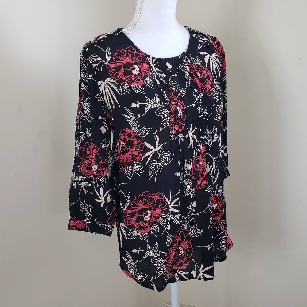 Deby Debo Saphir Floral Print Blouse Black Size Small - Picture 3 of 13